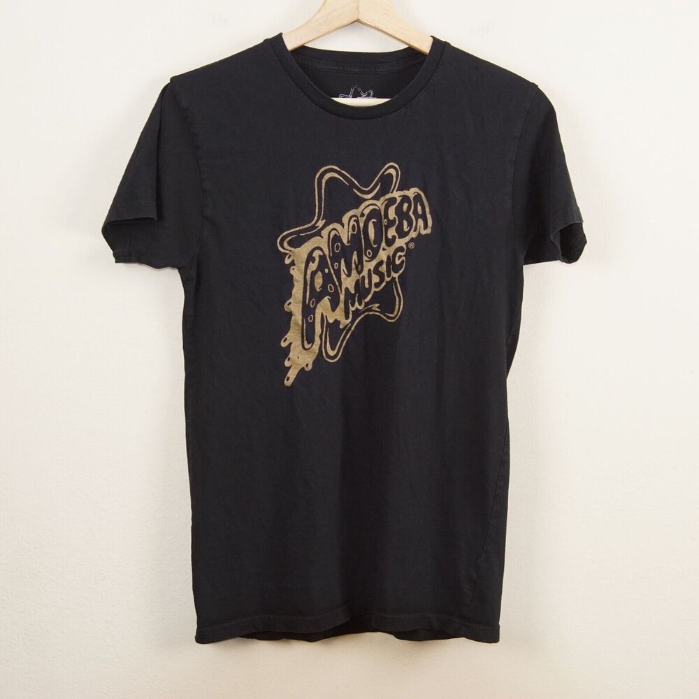 Amoeba Music Black Short Sleeve Cotton Shirt Sz S